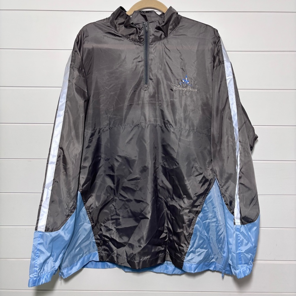 Disney Parks Resort Windbreaker Rain Jacket Packable Vented Blue Gray‎